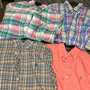 Mens Polo by Ralph Lauren woven shirt size Med on top and 2 on bottom small a.